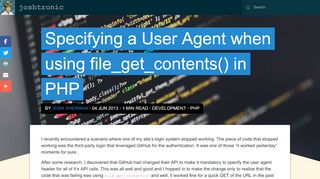 
                            13. Specifying a User Agent when using file_get_contents() in PHP