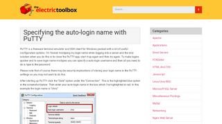 
                            8. Specifying the auto-login name with PuTTY - Electric Toolbox
