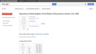 
                            10. Specimens of Early English: From Robert of Gloucester to Gower, A.D. ...