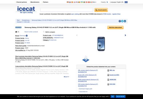 
                            7. Specs Samsung Galaxy S III 4G GT-I9305 12.2 cm (4.8