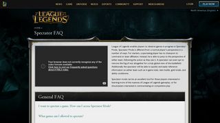 
                            2. Spectator FAQ | League of Legends