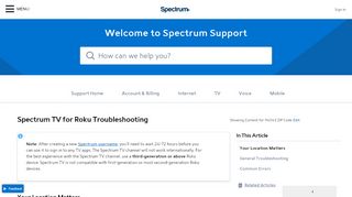 
                            13. Spectrum TV for Roku Troubleshooting ... - Spectrum.net