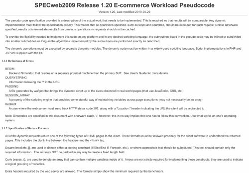 
                            13. SPECweb2009 E-commerce Workload Pseudocode - SPEC org