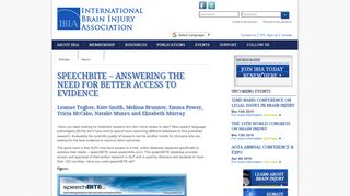 
                            9. speechBITE - International Brain Injury Association - IBIA