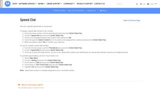
                            11. Speed Dial - Motorola Support - US