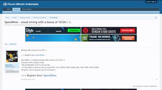 
                            1. SpeedMine - cloud mining with a bonus of 10 GH / s | Forum Bitcoin ...