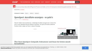 
                            5. Speedport: Anrufliste anzeigen - so geht's - CHIP