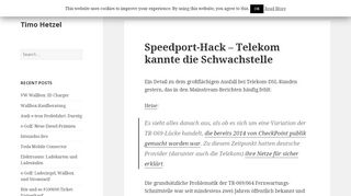 
                            6. Speedport-Hack – Telekom kannte die Schwachstelle – Timo Hetzel