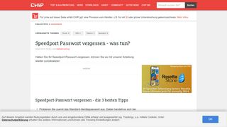 
                            2. Speedport Passwort vergessen - was tun? - CHIP