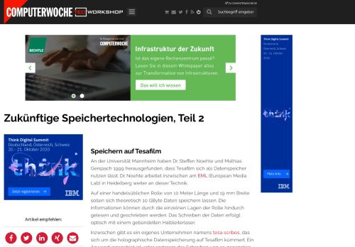 
                            10. Speichern auf Tesafilm - Zukünftige Speichertechnologien, Teil 2 ...