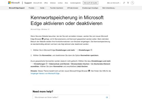 
                            9. Speichern oder Vergessen von Kennwörtern in Microsoft Edge