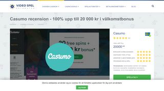 
                            9. Spela Casumo Casino och Hämta 20 000 kronor i bonus och 20 free ...