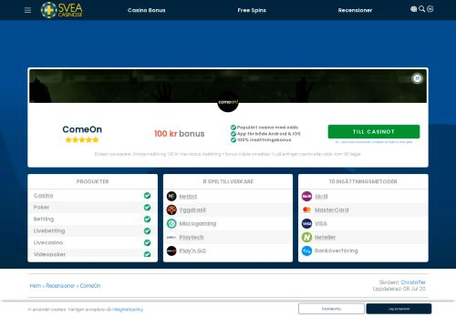 
                            7. Spela utan konto hos ComeOn! - Så gör du - Svea Casino