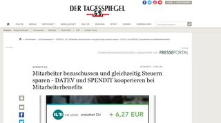 
                            8. SPENDIT AG: Mitarbeiter bezuschussen und gleichzeitig Steuern ...