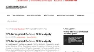 
                            10. SPI Aurangabad Defence Online Apply - MahaPariksha