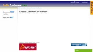 
                            4. SpiceJet Customer Care Numbers | India Customer Care