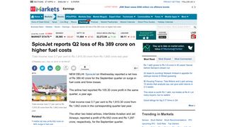 
                            12. SpiceJet Q2 result: SpiceJet reports Q2 loss of Rs 389 crore on higher ...