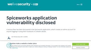 
                            9. Spiceworks application vulnerability disclosed - WeLiveSecurity