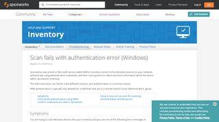 
                            2. Spiceworks Inventory: Scan Failure Authentication Error - Spiceworks