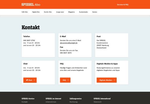 
                            3. SPIEGEL Kontakt zum Abo-Kundenservice - DER SPIEGEL im Abo