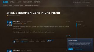 
                            8. spiel streamen geht nicht mehr - Technischer Support - World of ...