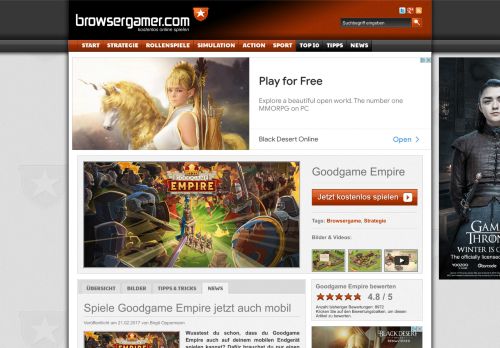 
                            8. Spiele Goodgame Empire jetzt auch mobil - Browsergames