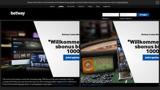 
                            9. Spiele im Mobile Casino: *Willkommensbonus bis 1000€ | Betway™