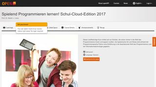 
                            12. Spielend Programmieren lernen! Schul-Cloud-Edition 2017 | openHPI