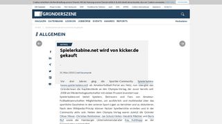 
                            10. Spielerkabine.net wird von kicker.de gekauft | Gründerszene