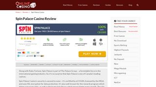 
                            7. Spin Palace™ Casino Canada - C$1000 SpinPalace.com Bonus