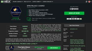 
                            11. Spin Palace Flash Casino | Claim C$1000 Free Bonus Money