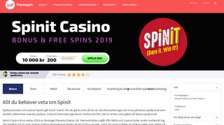 
                            10. ① Spinit Casino: Bonus 10 000 kr & 200 free spins! - Passagen