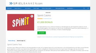 
                            7. ▷ Spinit Casino Erfahrungen & Test 2019 »1.000€ Casino Bonus!
