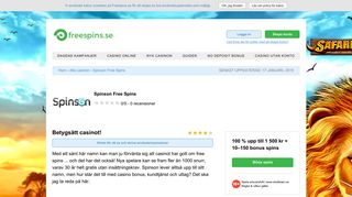 
                            5. Spinson Free Spins - Free Spins och gratis casino bonusar