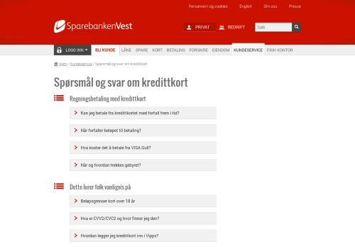 
                            13. Spørsmål og svar om kredittkort | Sparebanken Vest