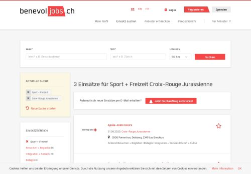 
                            7. Sport + Freizeit Croix-Rouge Jurassienne Jobs | benevol-jobs.ch