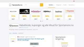 
                            5. ? Sportamore NO Rabattkode ⇒ EKSKLUSIVT - Sparpedia.no