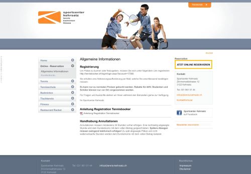 
                            8. Sportcenter Kehrsatz: Allgemeine Informationen