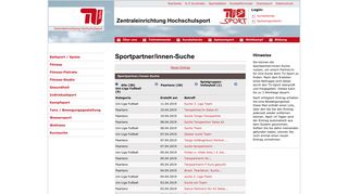 
                            5. Sportpartner/innen-Suche: TU Berlin - Hochschulsport