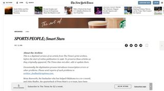 
                            11. SPORTS PEOPLE; Smart Stars - The New York Times