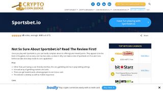 
                            8. Sportsbet.io Bitcoin Casino Review - Crypto Coin Judge