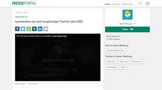 
                            13. ▷ sportwetten.de wird langfristiger Partner des DEB | Presseportal