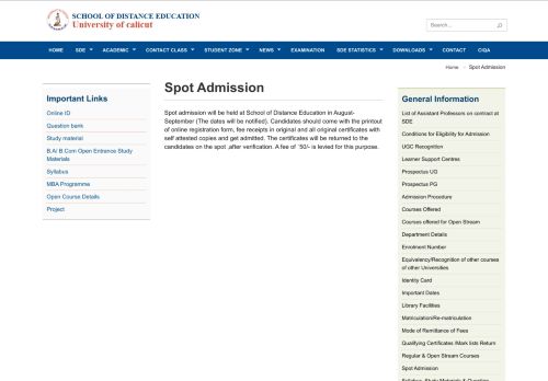 
                            13. Spot Admission | Official website of school of ... - Calicut University