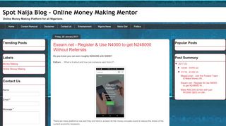 
                            6. Spot Naija Blog - Online Money Making Mentor: Exearn.net - Register ...