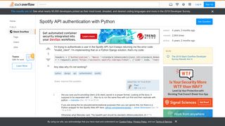 
                            1. Spotify API authentication with Python - Stack Overflow