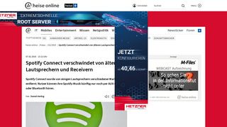 
                            8. Spotify Connect verschwindet von älteren Lautsprechern und ... - Heise