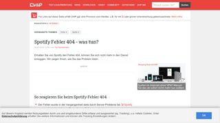 
                            2. Spotify Fehler 404 - was tun? - CHIP