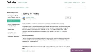 
                            11. Spotify for Artists – CD Baby Help Center