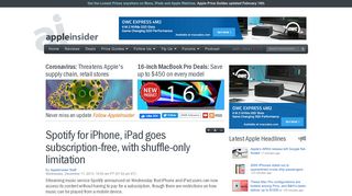 
                            10. Spotify for iPhone, iPad goes subscription-free, with shuffle-only ...