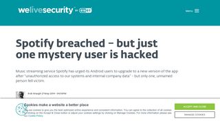 
                            13. Spotify hack – but just one mystery user - WeLiveSecurity